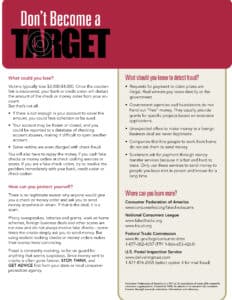 Don't Become A Target... Learn More About Fake Check Scams.